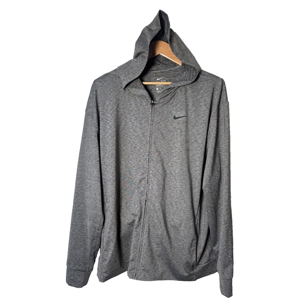 Nike Men's Zip Up Gray Dri-Fit Lightweight Running Active Fitness Jacket Size XL